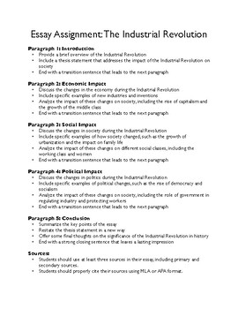 industrial revolution 5 paragraph essay