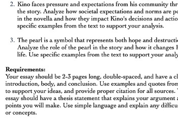 the pearl essay and answers pdf