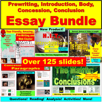 Preview of Essay Bundle: Prewriting, Introduction, Body Paragraph, Concession, Conclusion