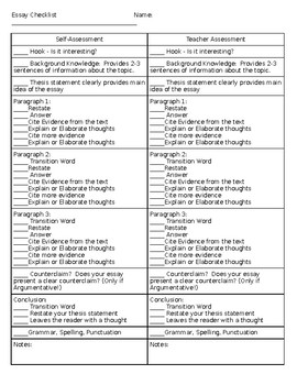 Preview of Essay Checklist