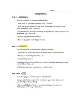 essay edit checklist