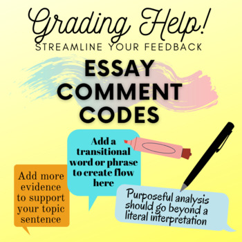 Preview of Essay Feedback - Comment Codes