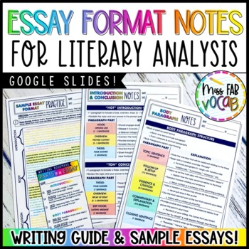 Preview of Essay Format Notes for Literary Analysis Writing