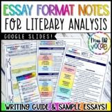 Essay Format Notes for Literary Analysis Writing