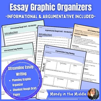 Preview of Essay Graphic Organizers & Rough Draft Pages (Informational & Argumentative)