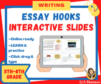 Preview of Essay Hooks Interactive Slides: Learn & practice! Digital/Online ready