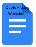 Essay Literary Quote Picking Worksheet