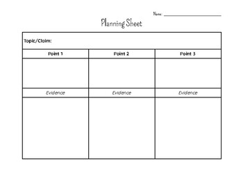 Preview of Essay Planning Sheet