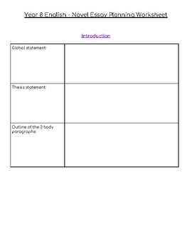 essay planning worksheet