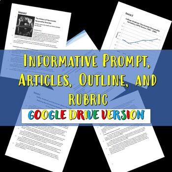 Preview of Essay Prompt and Outline Sheet with articles -Distance Learning