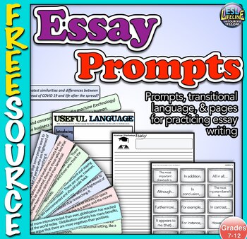 Preview of Essay Prompts for Real-World Practice Writing Middle & High School