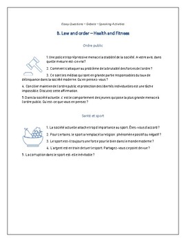 Preview of Essay Questions - French AS - A Level - Law and Order - Health and Fitness