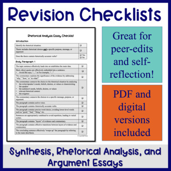Preview of Essay Revision Checklist 