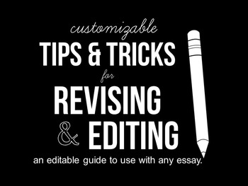 Preview of Essay Revision Checklist - Tips & Tricks for Revising Any Essay | Customizable!
