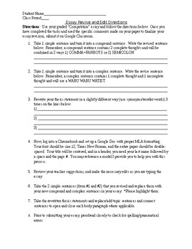 sample essay test directions