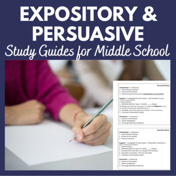 Preview of Expository and Persuasive Essay Study Guides for Middle School