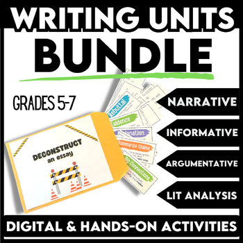 Preview of Writing Units Grade 5 & 6 Narrative Informative Argumentative Lit Analysis