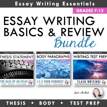 Preview of Essay Writing Basics & Review - Thesis, Body Paragraphs, Test Prep & Planning