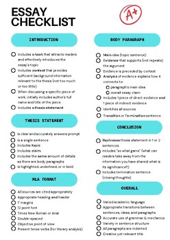 Preview of Essay Writing Checklist