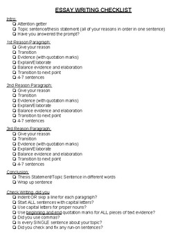 checklist writing an essay