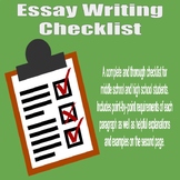 Essay Writing Checklist - High School and Middle School