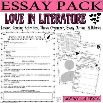 Preview of Literary Essay Writing Organizers Thesis Statement Practice Love in Literature