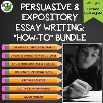 Preview of Persuasive Essay Writing & Expository Writing Units with PPT Lessons, Rubrics