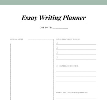 Preview of Essay Writing Planner