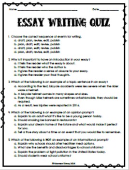essay writing quiz with answers