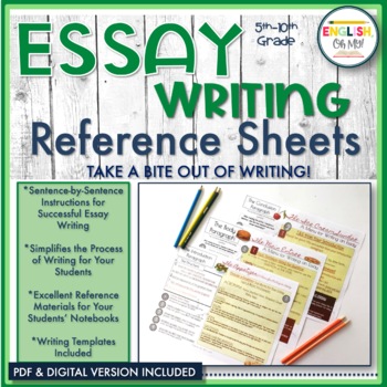 Preview of Essay Writing Reference Sheets-Introduction, Body, & Conclusion Paragraph