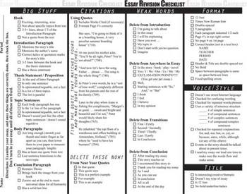 Preview of Essay Writing Revision Checklist Rubric - Argumentative Summative Thesis