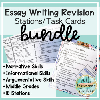 Preview of Essay Writing Revision Stations BUNDLE Informational, Argumentative, & Narrative