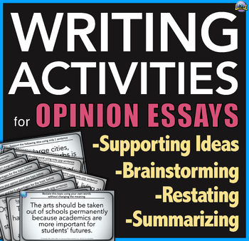 Preview of Essay Writing Task Cards with Activities for Practicing Writing Opinion Essays