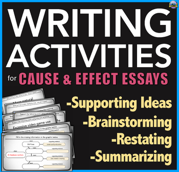 Preview of Essay Writing Task Cards with Practice Activities for Cause and Effect Writing