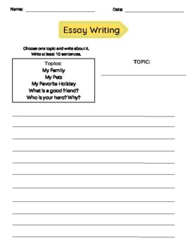 Essay Writing Template (With Writing Prompts) by Inspirational Teaching ...