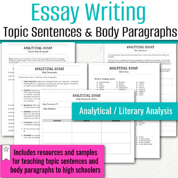 Preview of Essay Writing for High School: Topic Sentences and Body Paragraphs