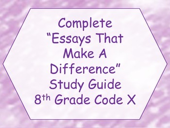 Preview of Essays That Make A Difference Study Guide- Code X Unit 1: College 101