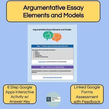 Essays and Research Papers: Argumentative Essay Elements and Models