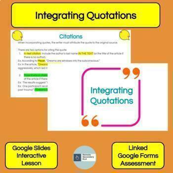 Preview of Essays and Research Papers: Integrating Quotations Interactive Lesson