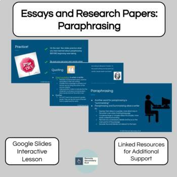 Preview of Essays and Research: Paraphrasing