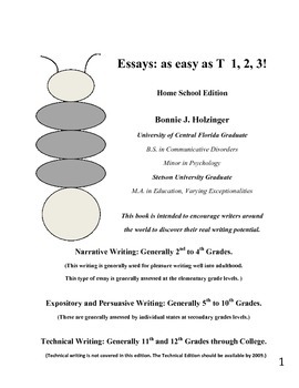 Preview of Essays as Easy as T 1, 2, 3! Home School Edition
