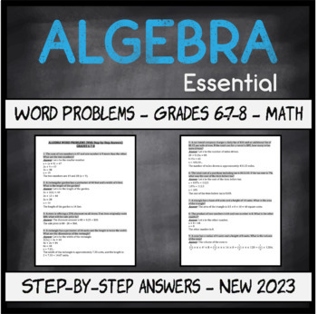 Preview of Essential Algebra Skills Word Problems (With Step-by-Step Answers) - PDF