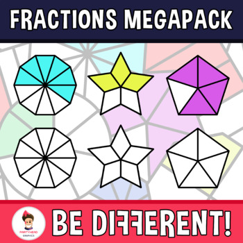 Preview of Fractions Clipart Essential Pack Math Shapes Basic Operations