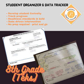 Preview of Essential Math Journal Organizer & Data Driven Intervention Tracker (8th TEKS)