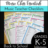 Essential Music Teacher Checklists Editable