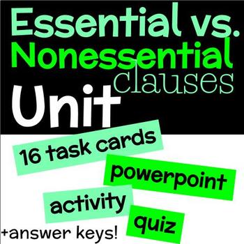 Preview of Essential & Nonessential Clauses Unit