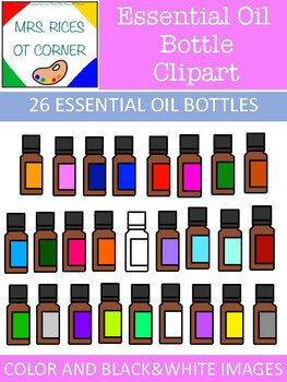 Preview of 26 Essential Oil Bottle Clipart! Posters, Handouts, Education, Business