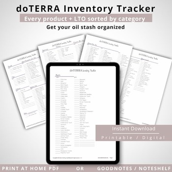Preview of 2022 Essential Oil Inventory Tracker for doTERRA