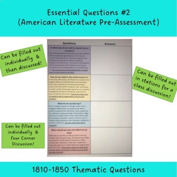 Preview of Essential Questions #2: The American Renaissance (American Literature)