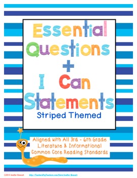 Preview of Essential Questions & I Can Statements for 3rd-6th Grade - Stripes